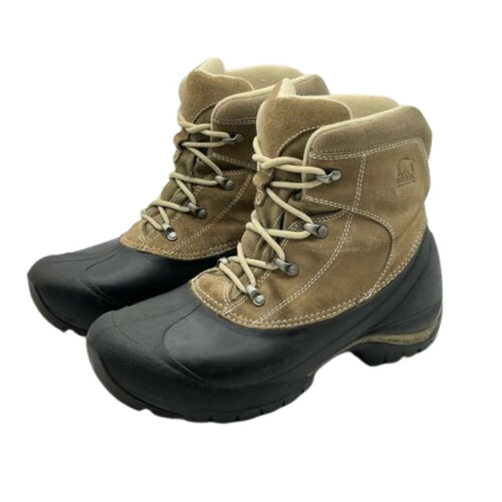 Sorel Men's Brown Black Cold Mountain Winter Suede Rubber Boots Shoes Size 9